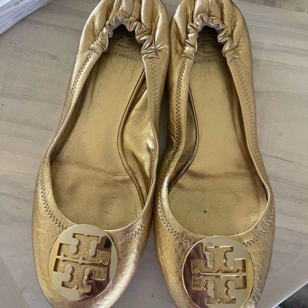 Tory Burch Gold Ballet Flats - Size 11
